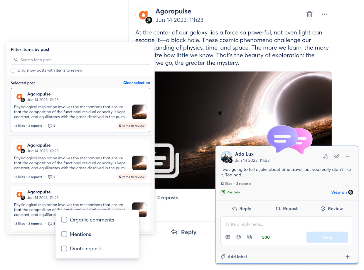 A view of how to Manage Your Threads Conversations